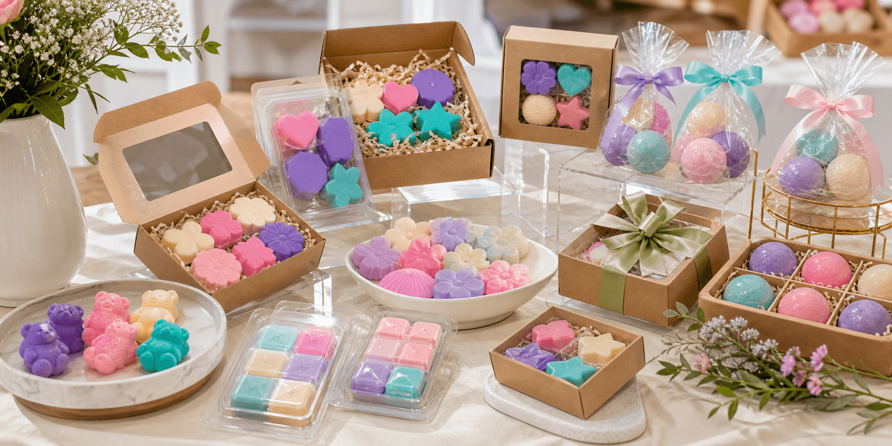 Premium favor boxes, trays, clamshells, and clear packaging for small business pop-up favors